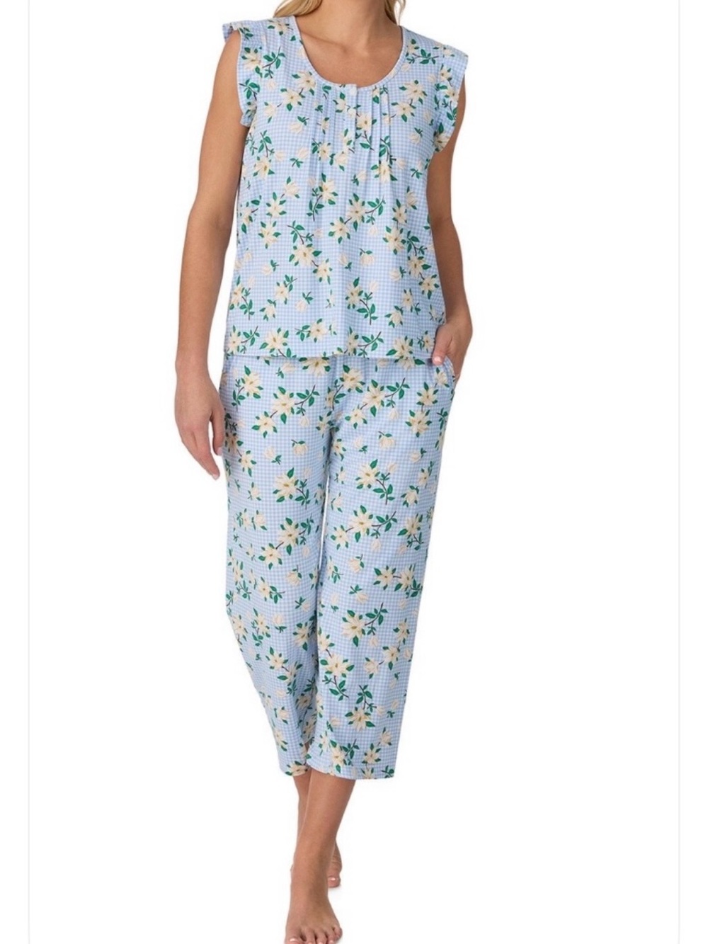Draper James Light Blue Floral Capris Pajama Set